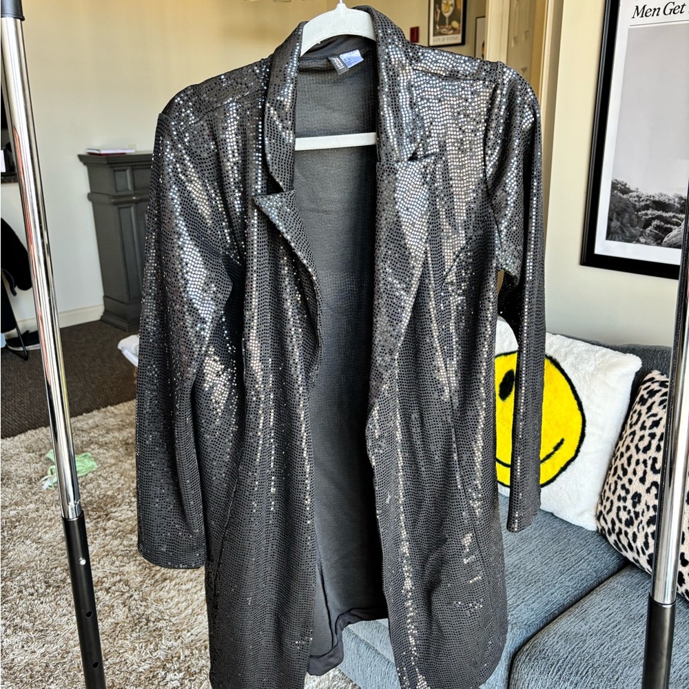 H&M Shiny Black Sequin Blazer